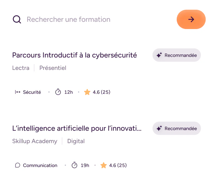 Interface Skillup du module Formation