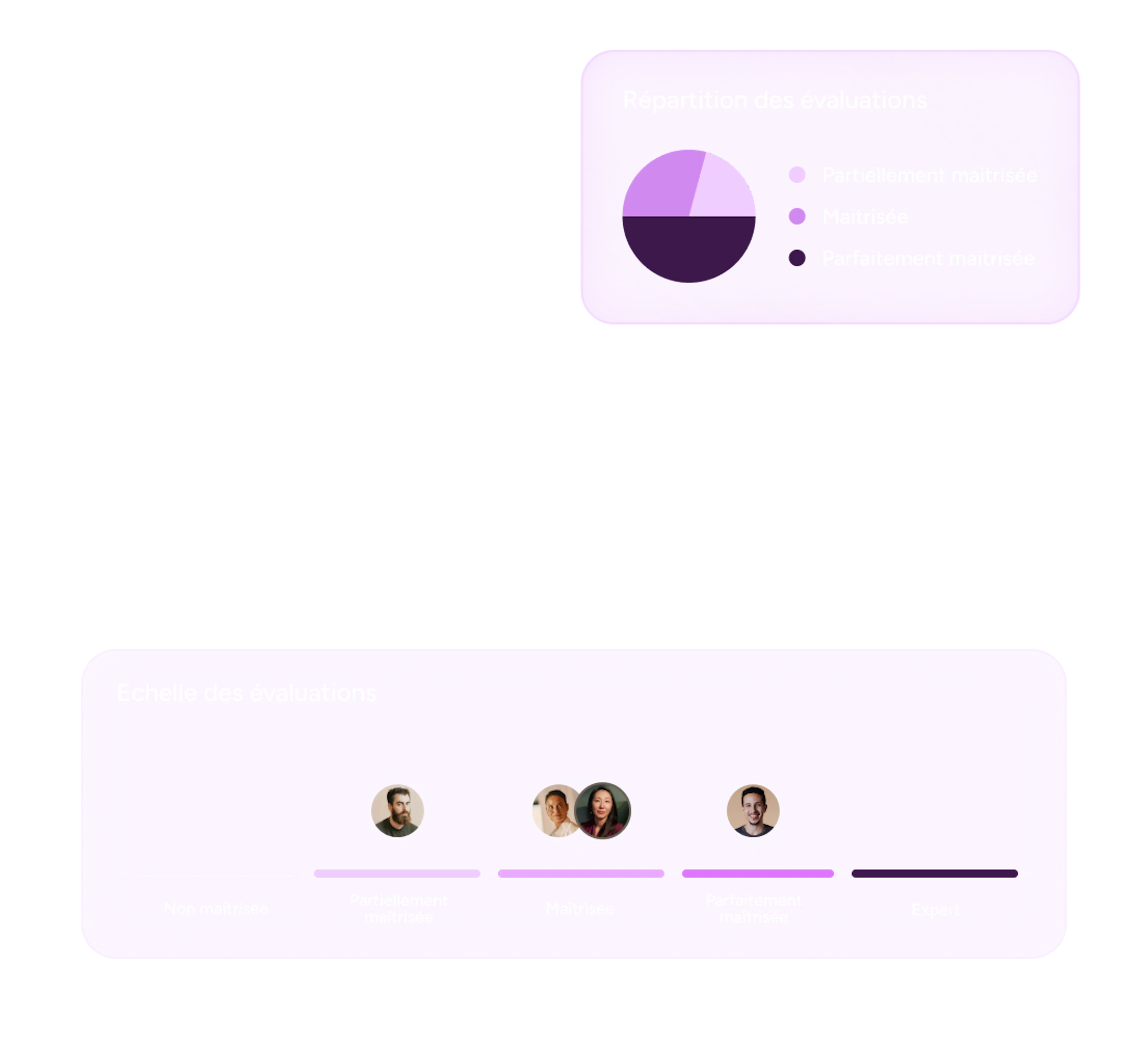 Interface Skillup : répartition et échelle des évaluations de compétences