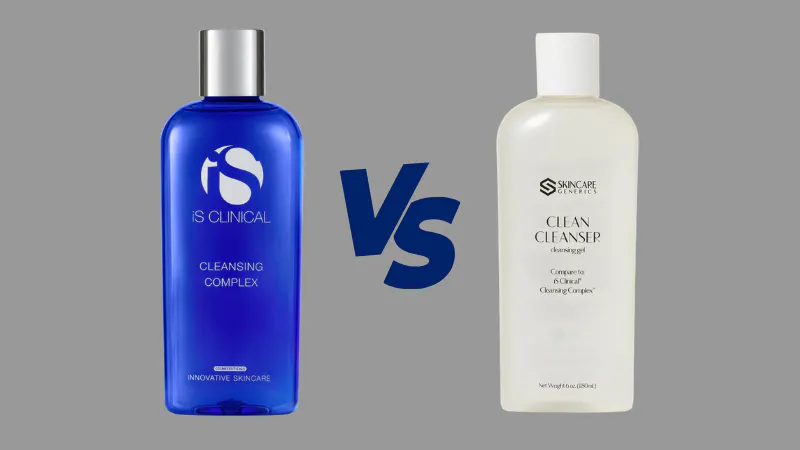 iS Clinical Cleansing Complex and Skincare Generics Clean Cleanser side by side comparison