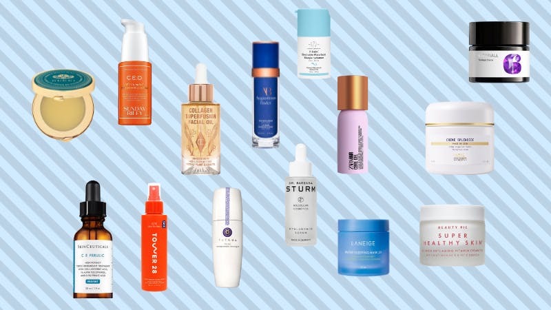 Flat lay of prestige skincare products