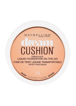 Closed compact of Maybelline Dream Cushion Foundation, showcased as an affordable alternative to Dior's Dreamskin Cushion.