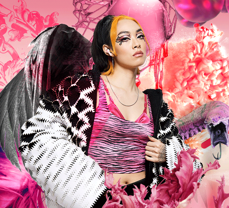 Rina Sawayama wearing Limited Edition Indy™ ANC True Wireless Earbuds, feeling Feisty with Skullcandy Mood Boost