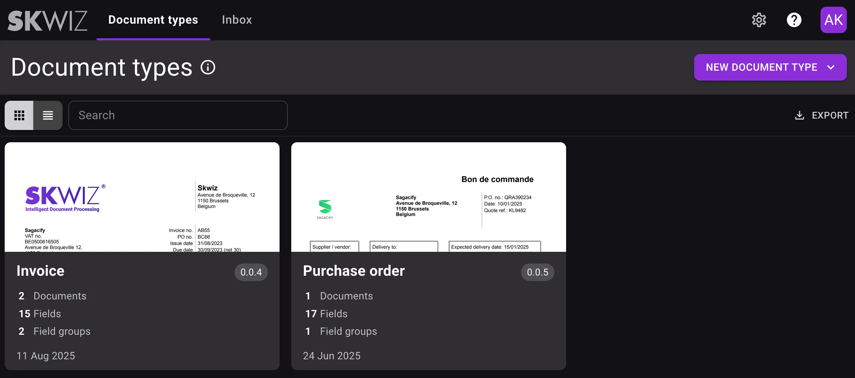 Document types overview