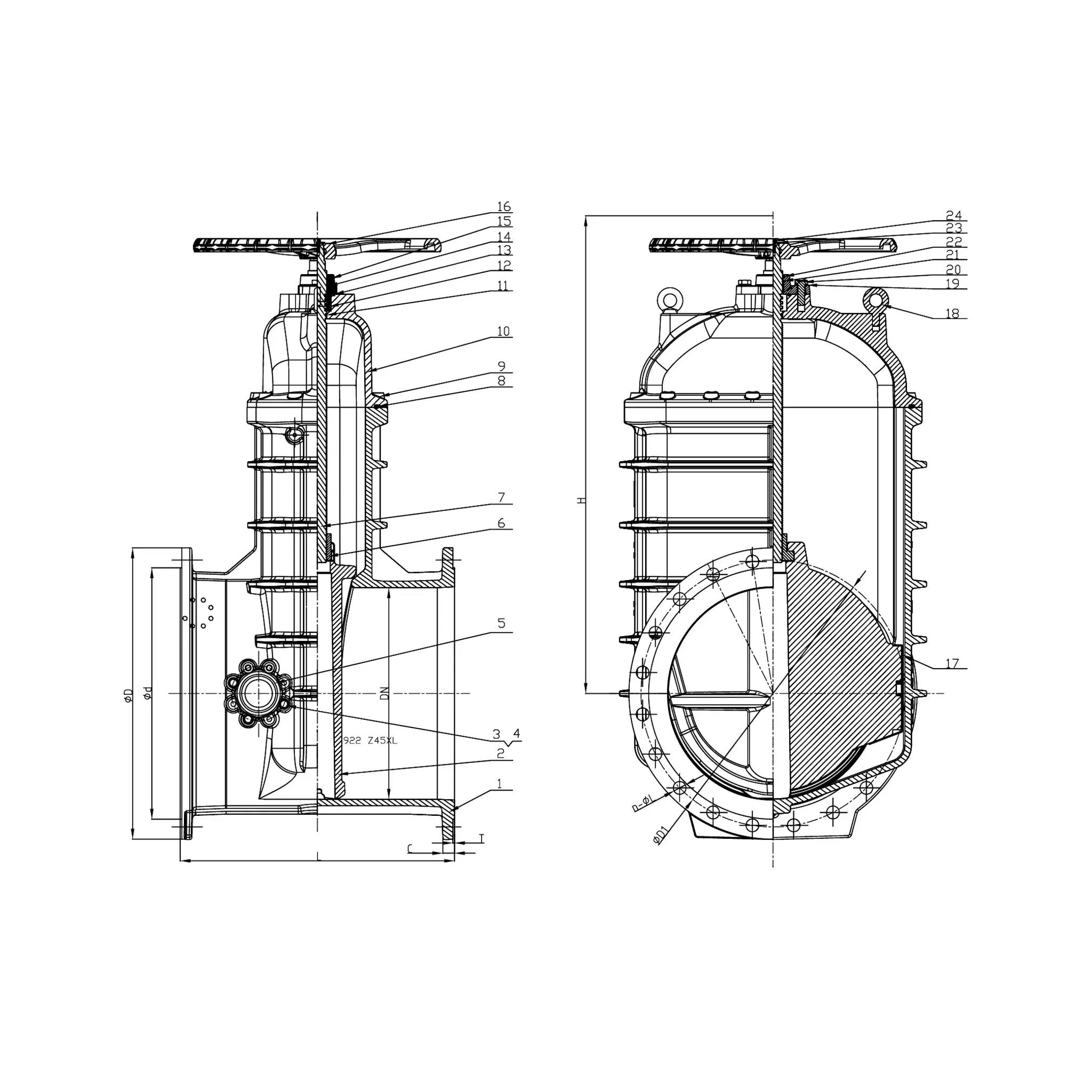 BS 5163 FLANGED RESILIENT NRS BYPASS OUTLET 