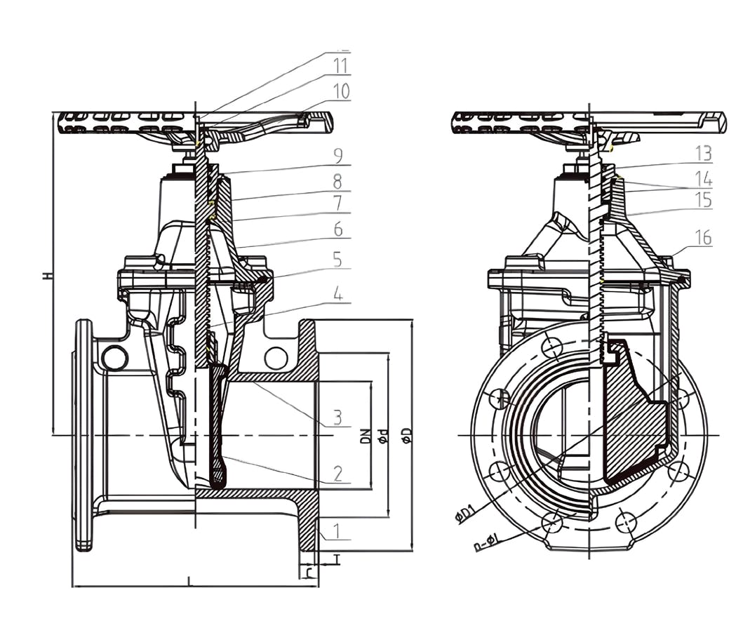 DIN F4 FLANGED RESILIENT NRS GATE VALVE FOR WATERWORKS ONLY.