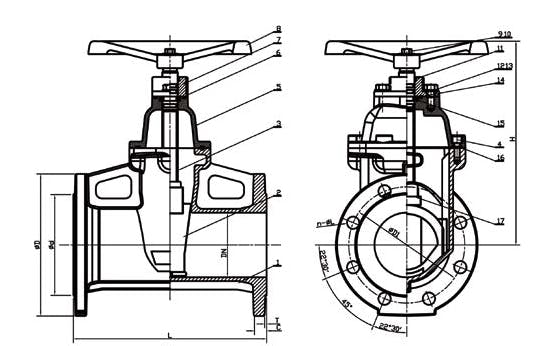 DIN F5 FLANGED RESILIENT NRS GATE VALVE (SKYZ45XF5), PN10/16