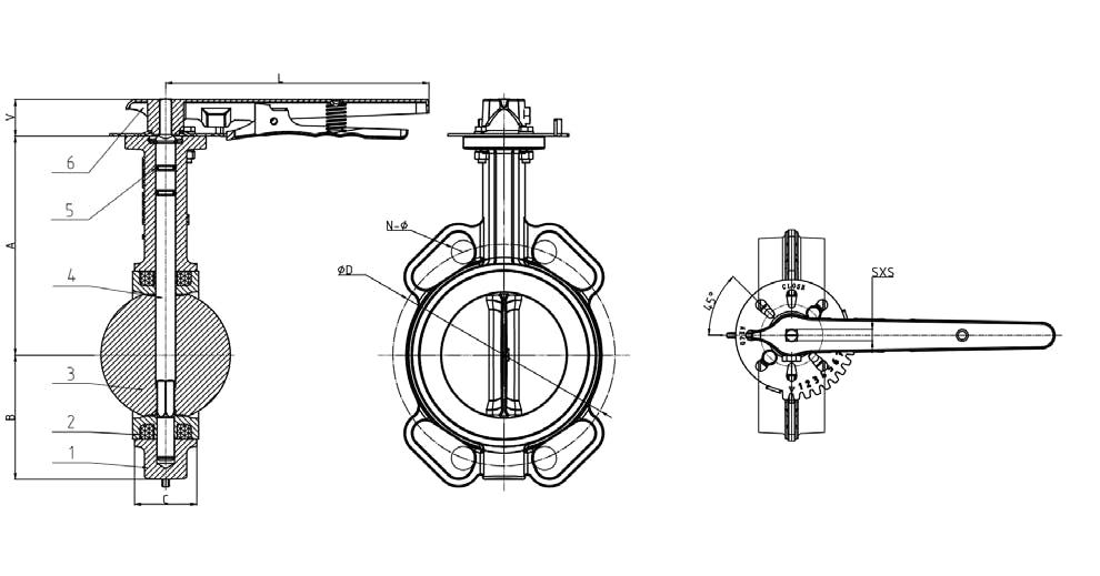 BS EN 593 UNIVERSAL WAFER BUTTERFLY VALVE