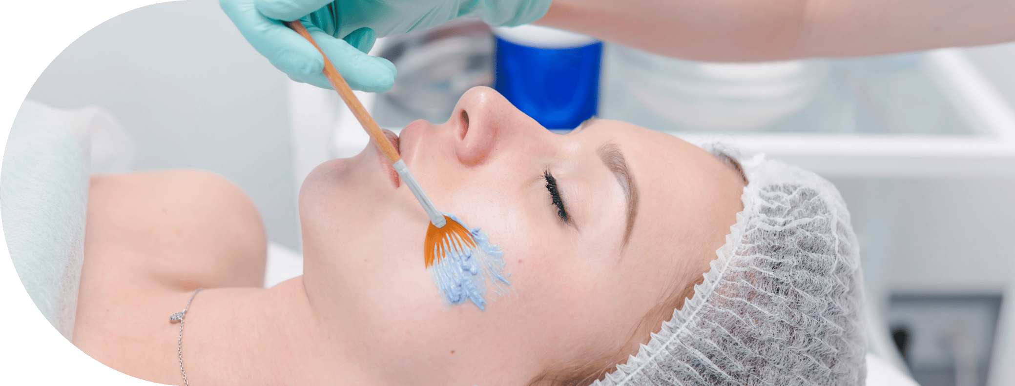 Woman having Obagi Blue Peel treatment