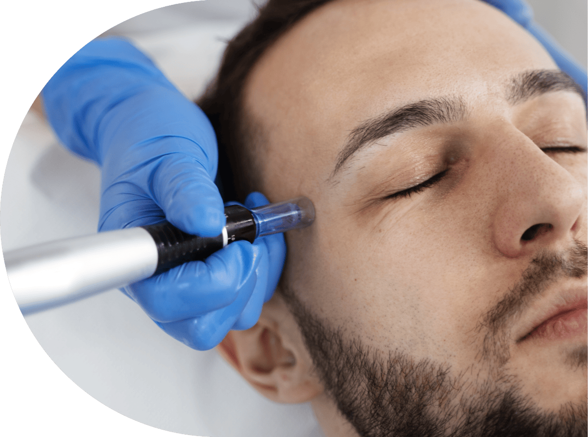 Man having micro needling treatment at Skyn Doctor