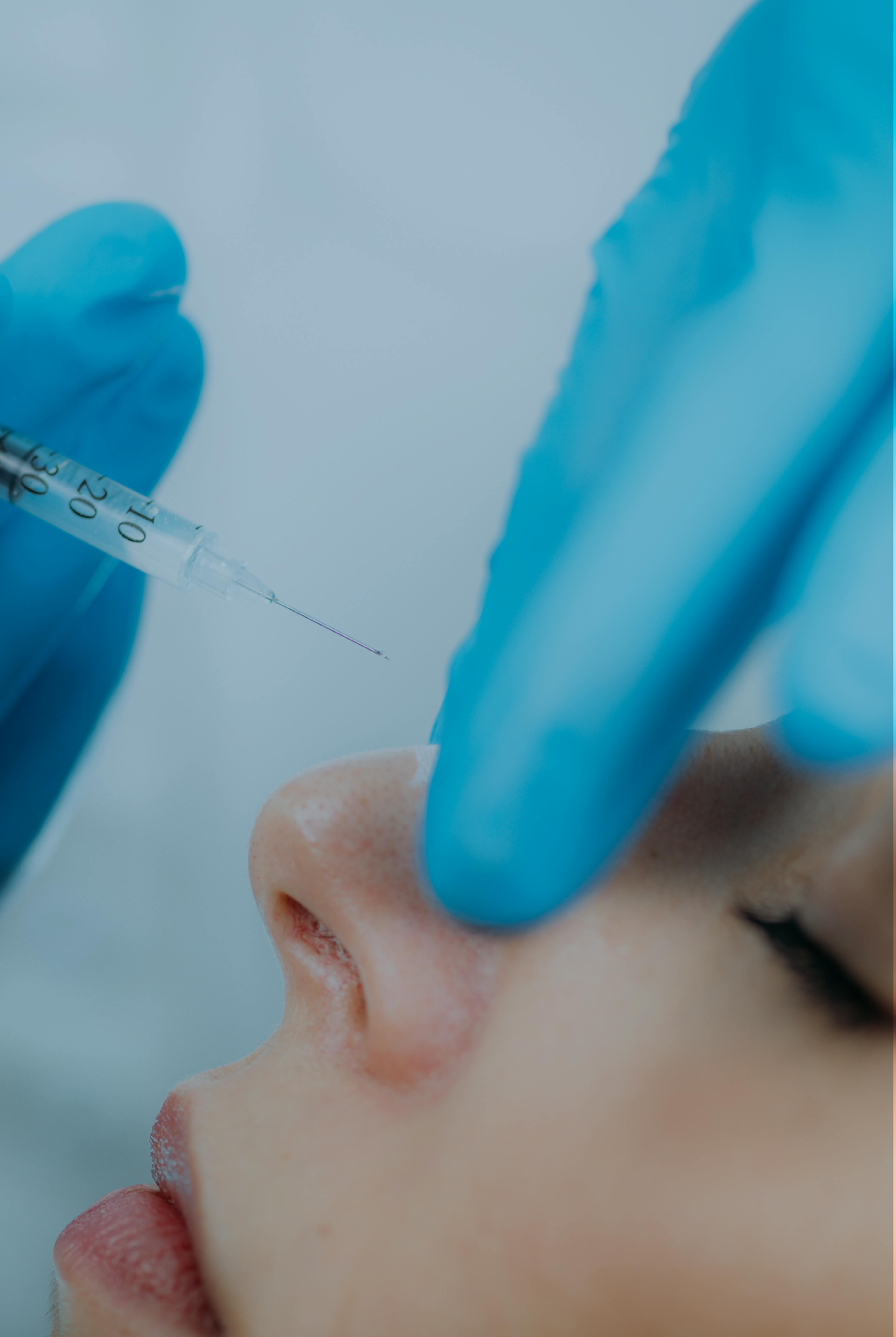anti wrinkle nose tip injection being performed
