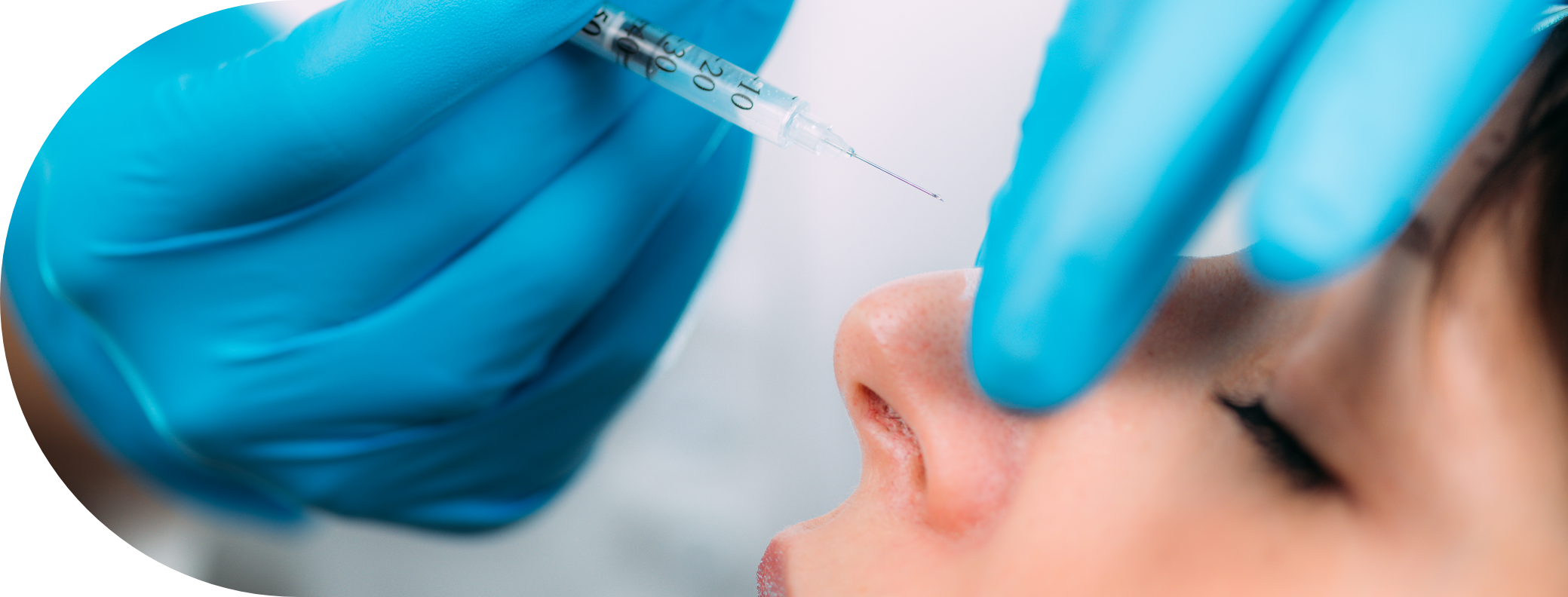 anti wrinkle nose tip injection being performed