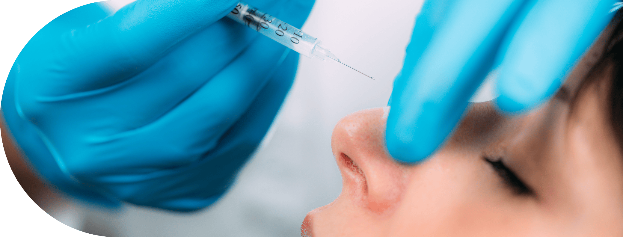 anti wrinkle nose tip injection being performed
