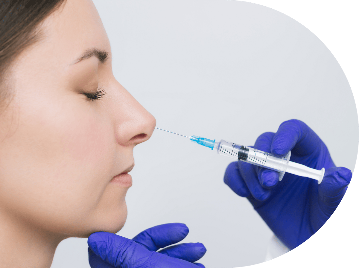 woman having nose tip anti wrinkle treatment