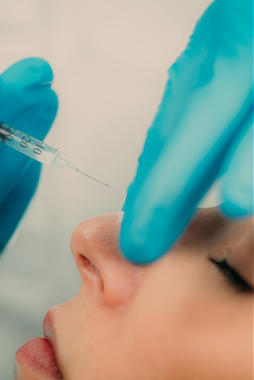 close up of a woman having nose tip treatment