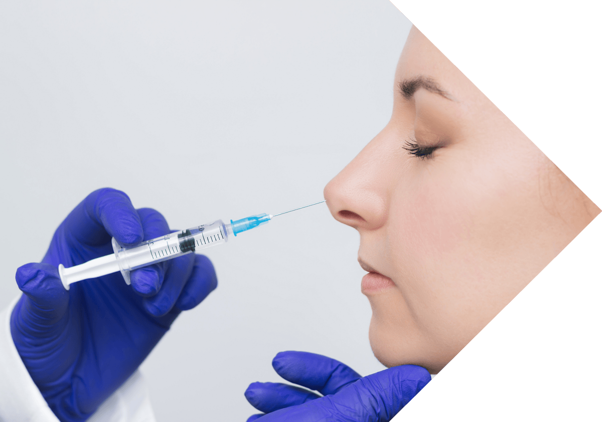 ant wrinkle nose tip injection treatment being performed