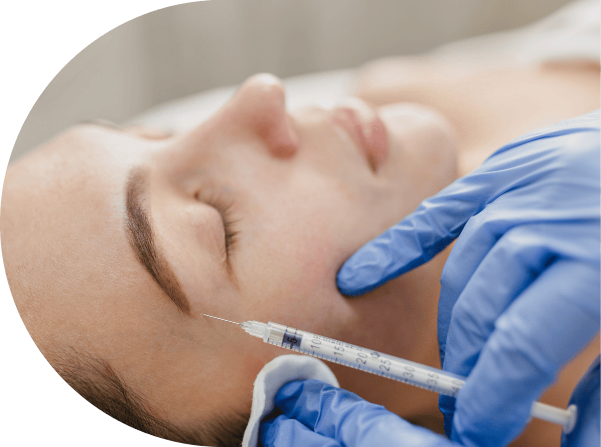 woman having temple filler treatment