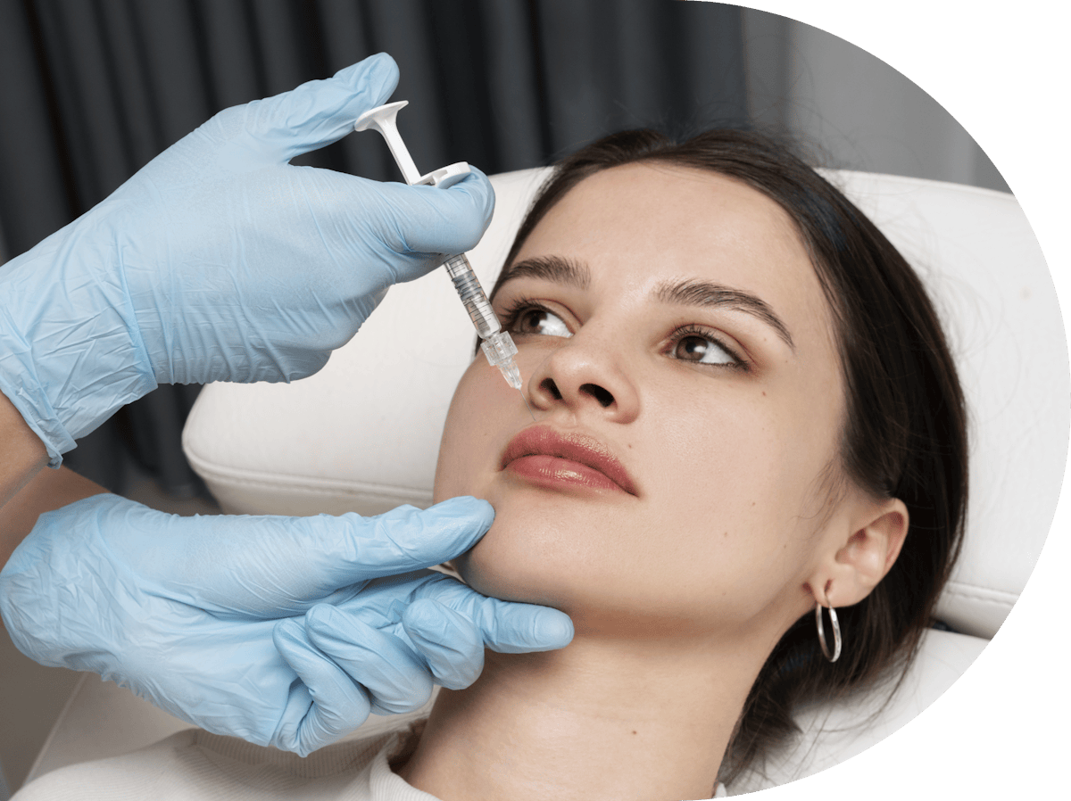 woman having bunny lines treatment