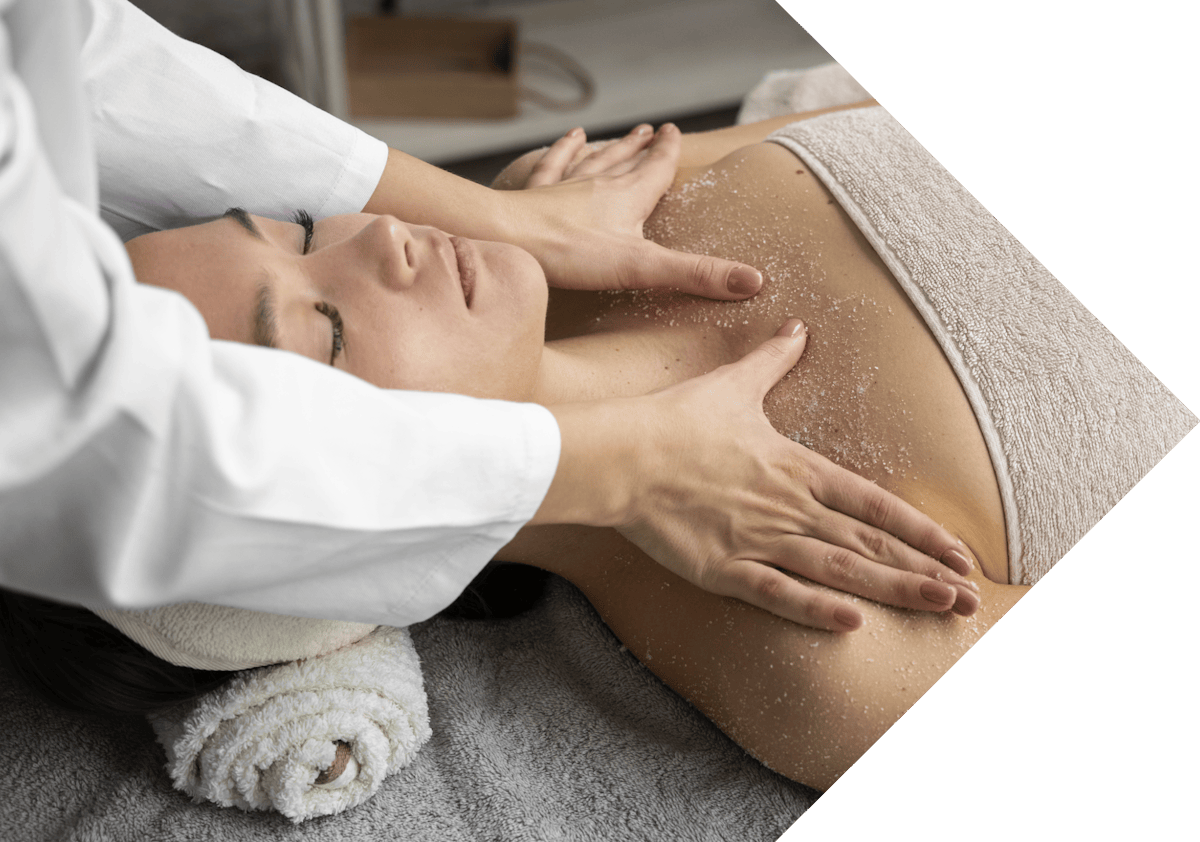 woman having chest and back peel treatment