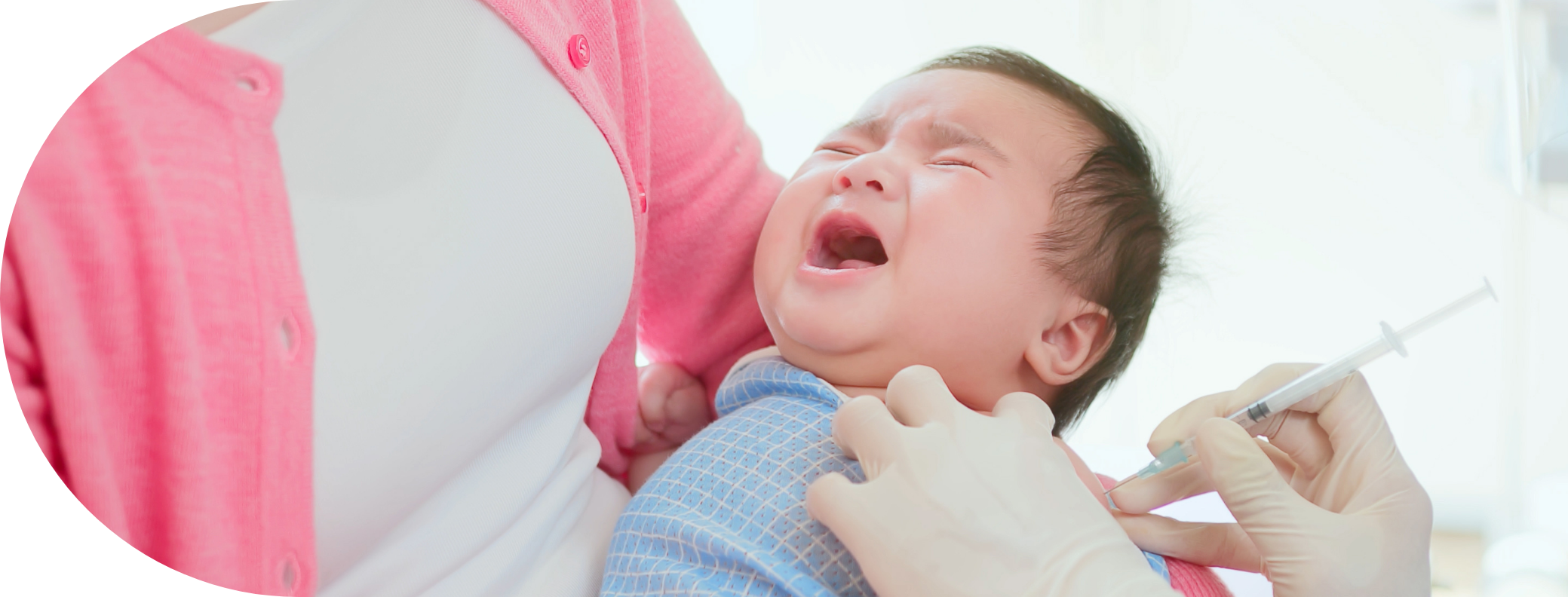 Infant having whooping cough vaccine