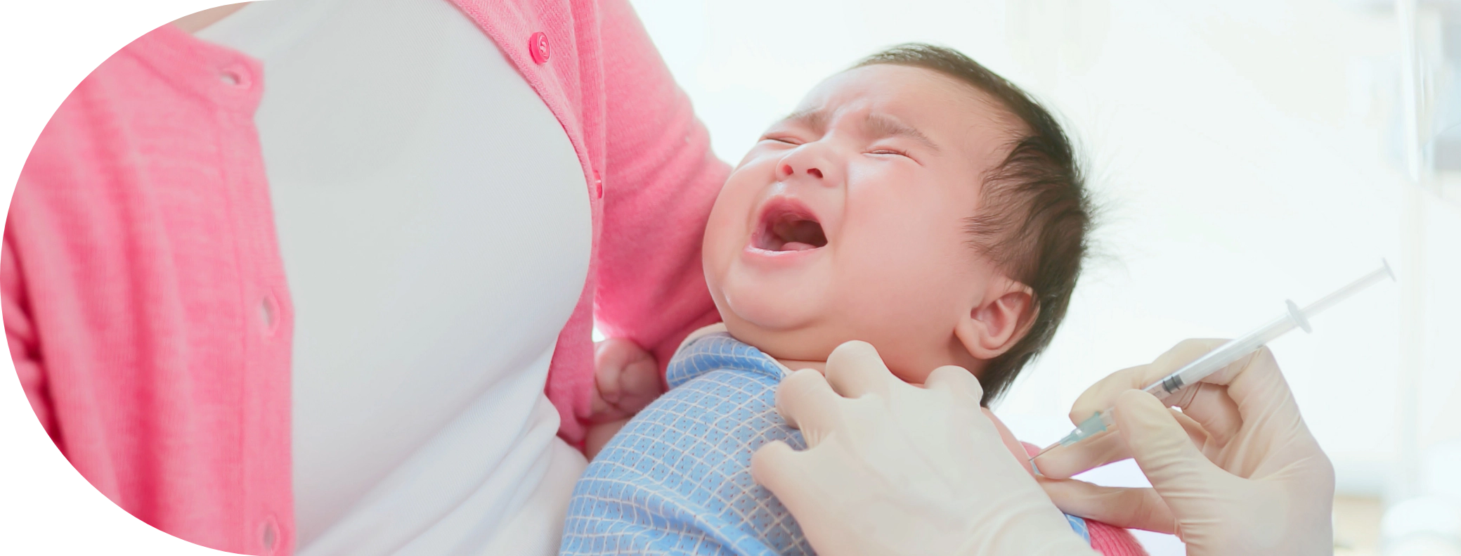 Infant having whooping cough vaccine