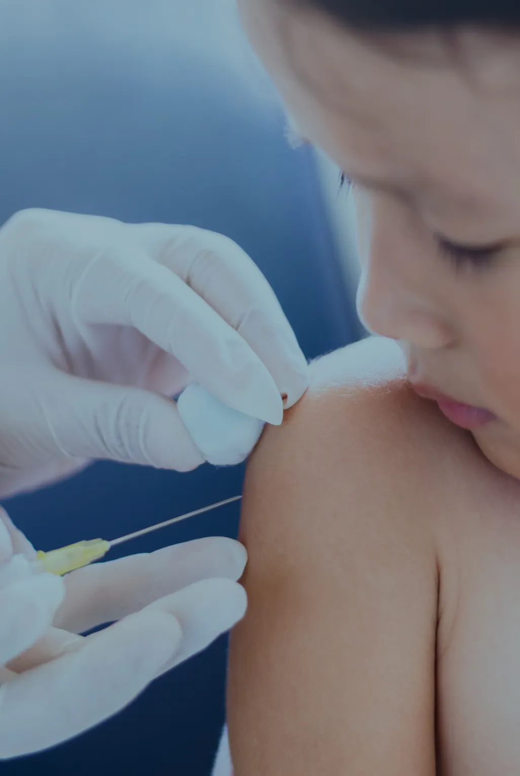Toddler having MMR vaccine