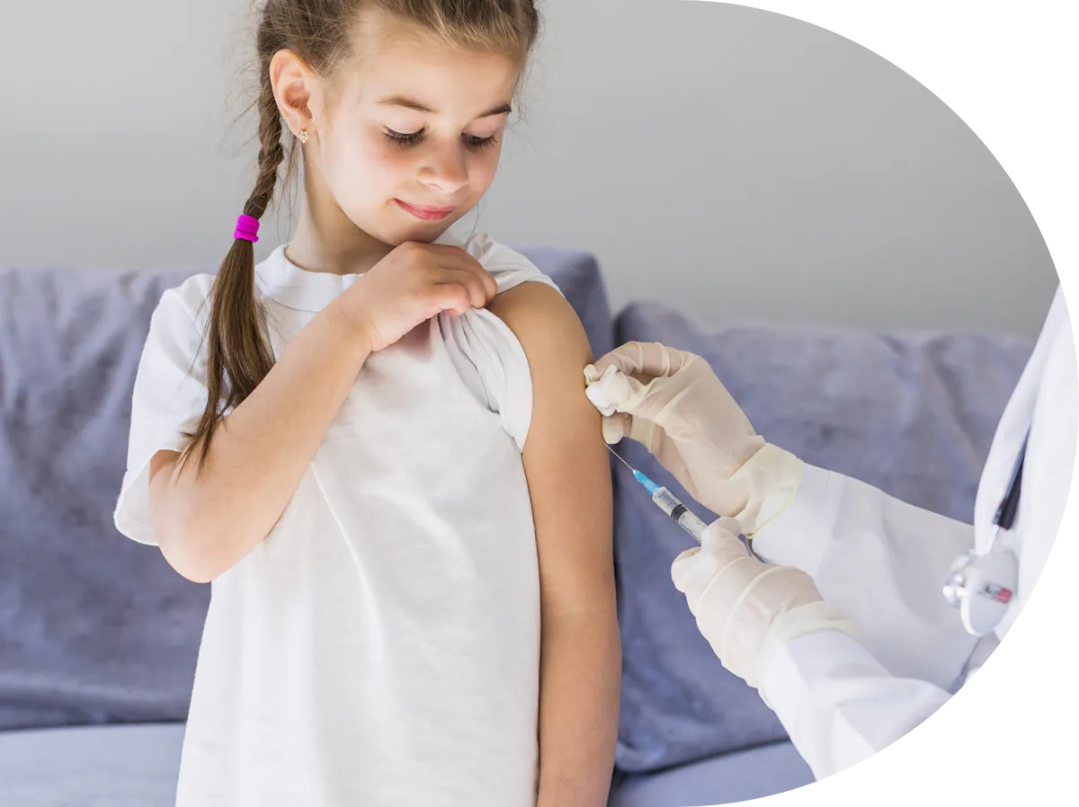 young girl having Meningoccal vaccine