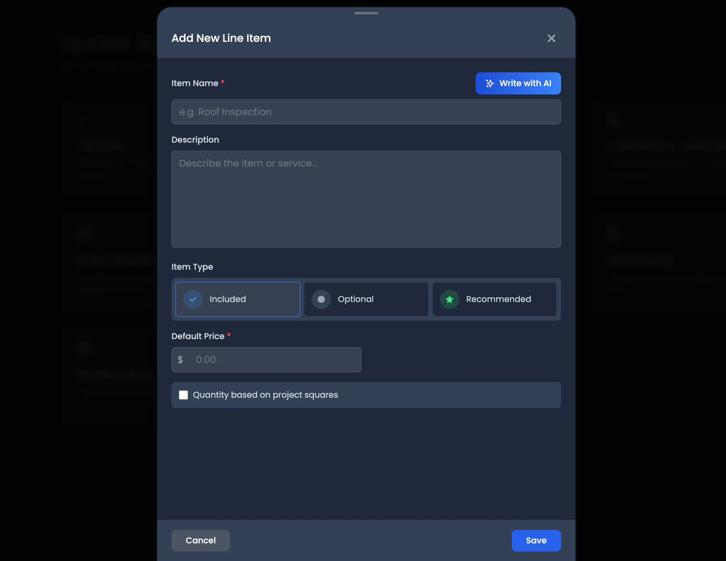 Line Item Creation