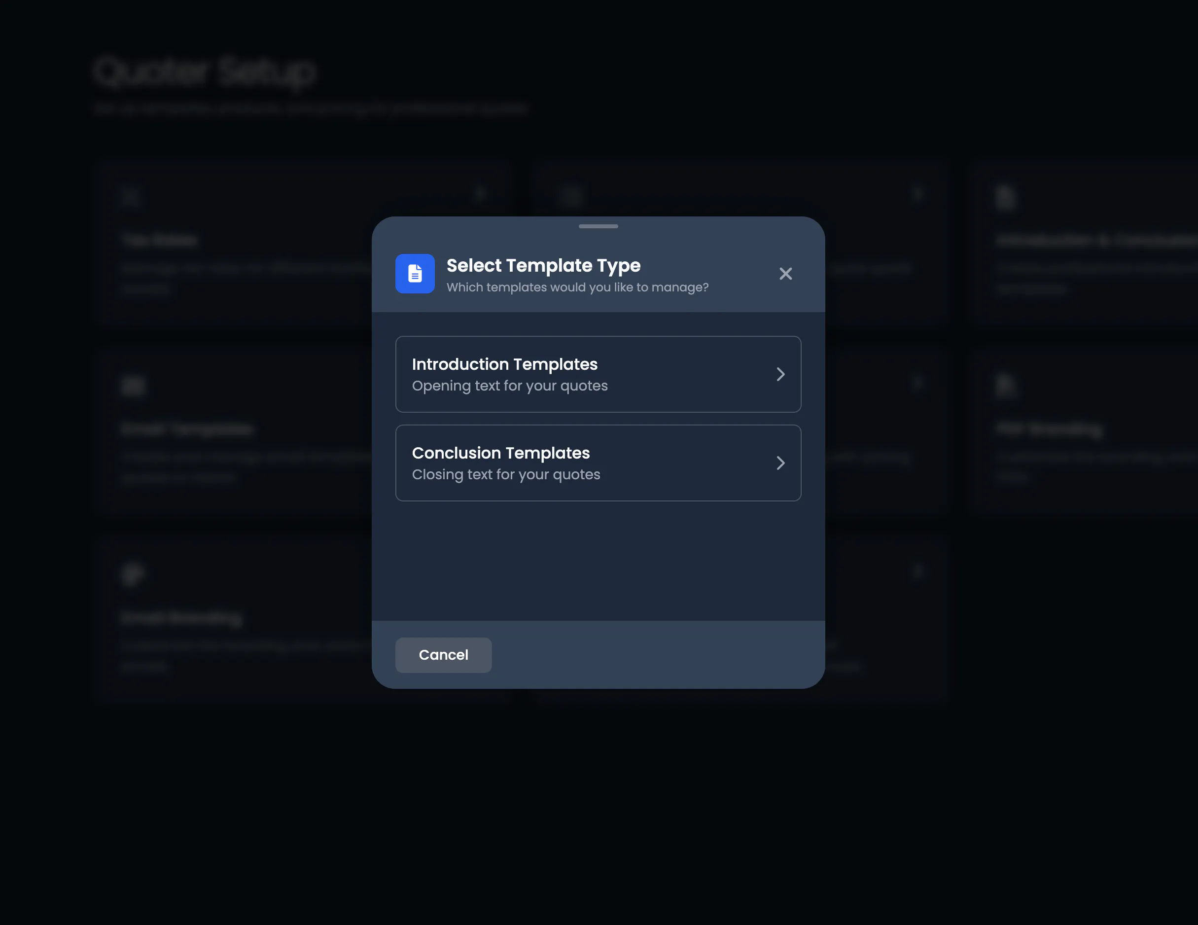 Template Type Selection