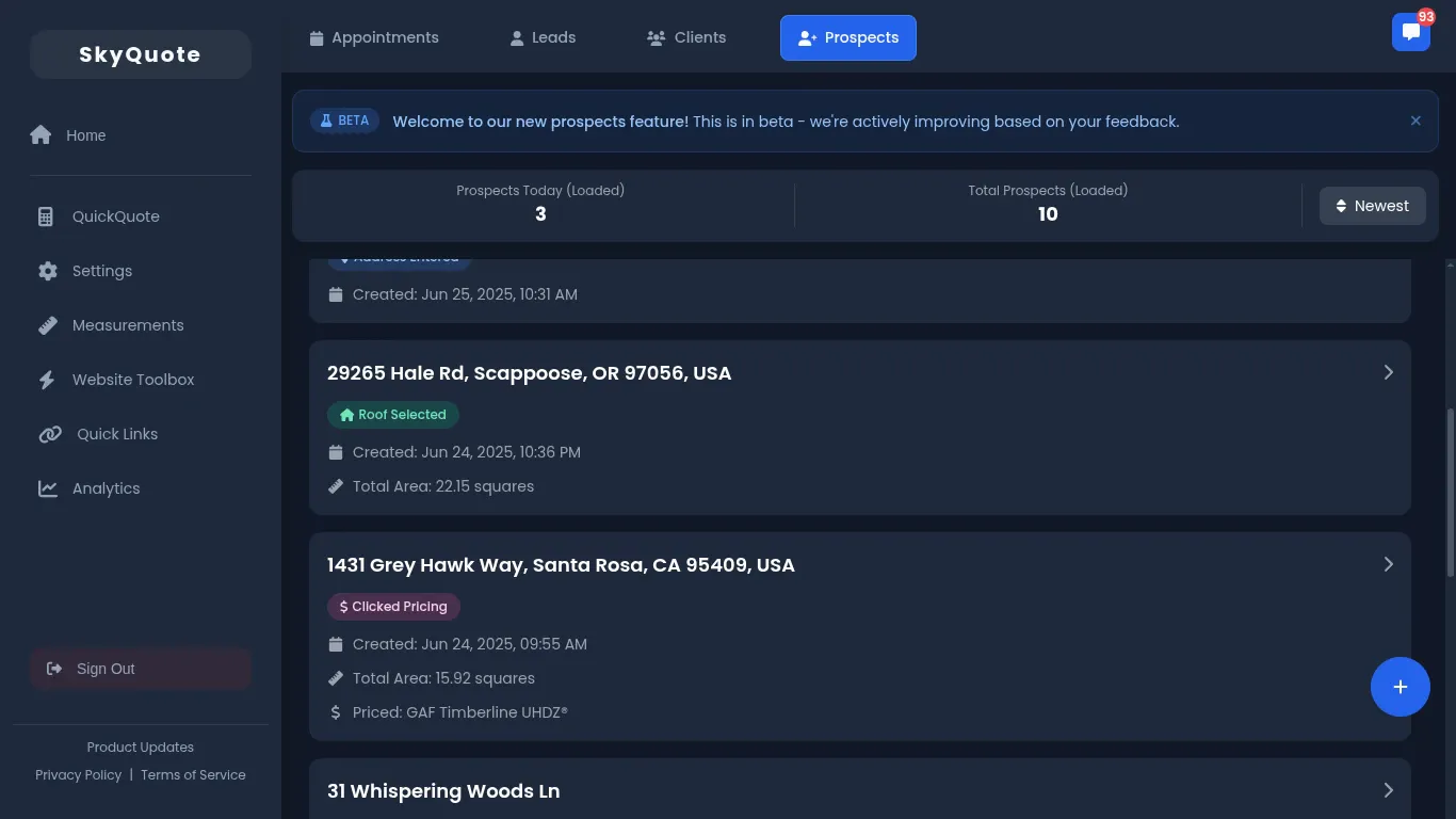 Prospects Screenshot