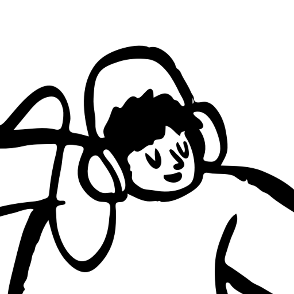 Illustration of a person listening to music on headphones