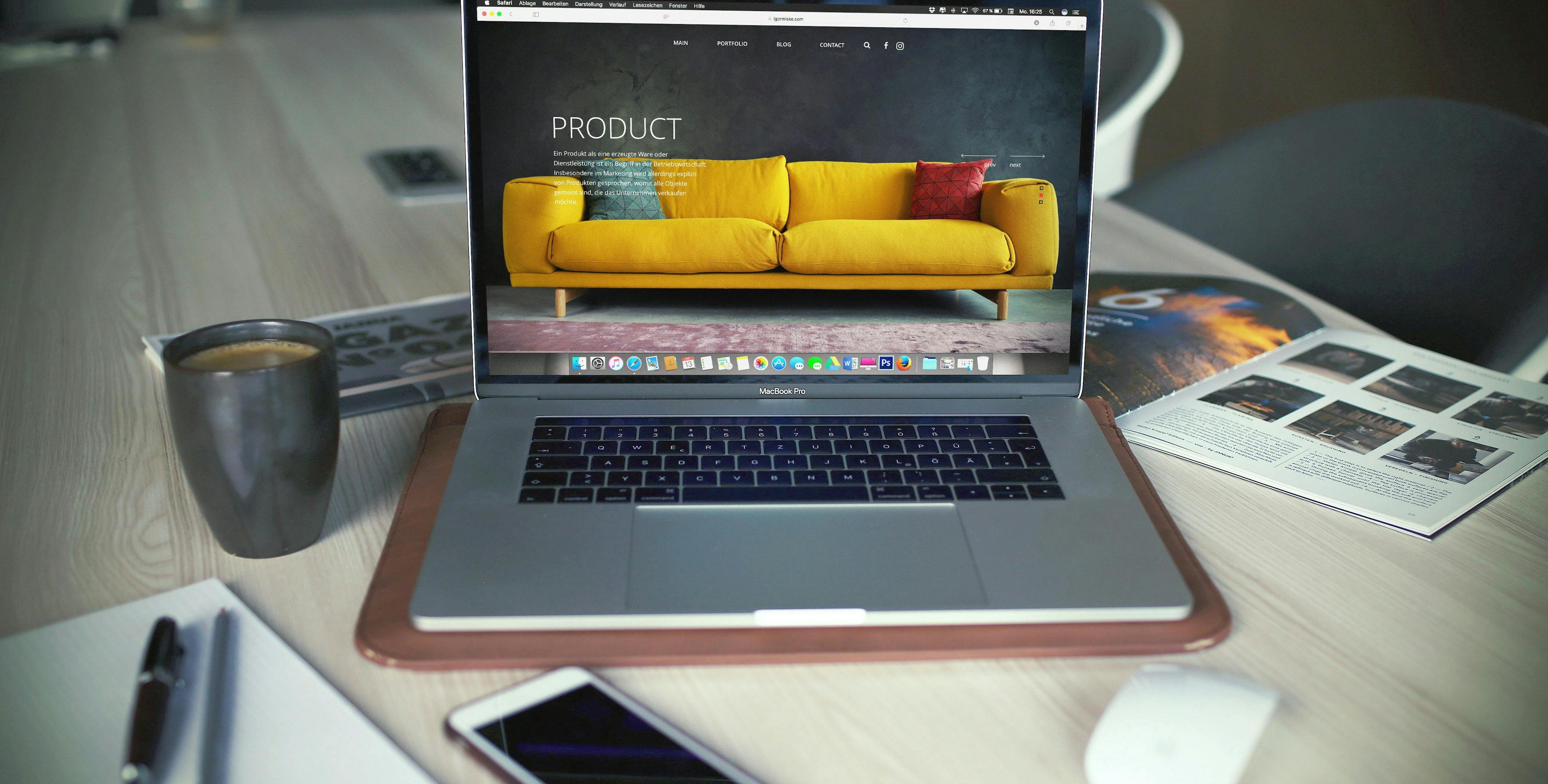 Laptop on a table