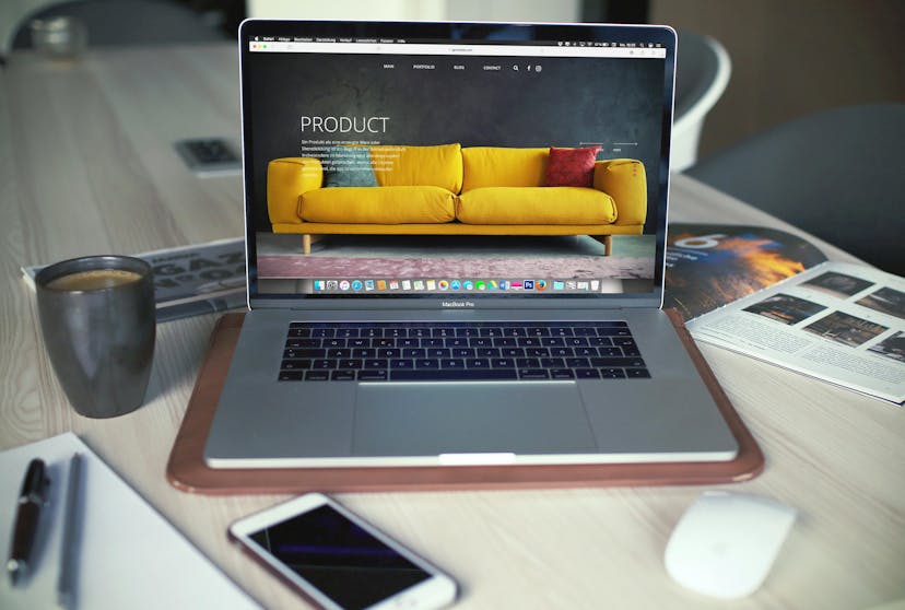 Laptop on a table