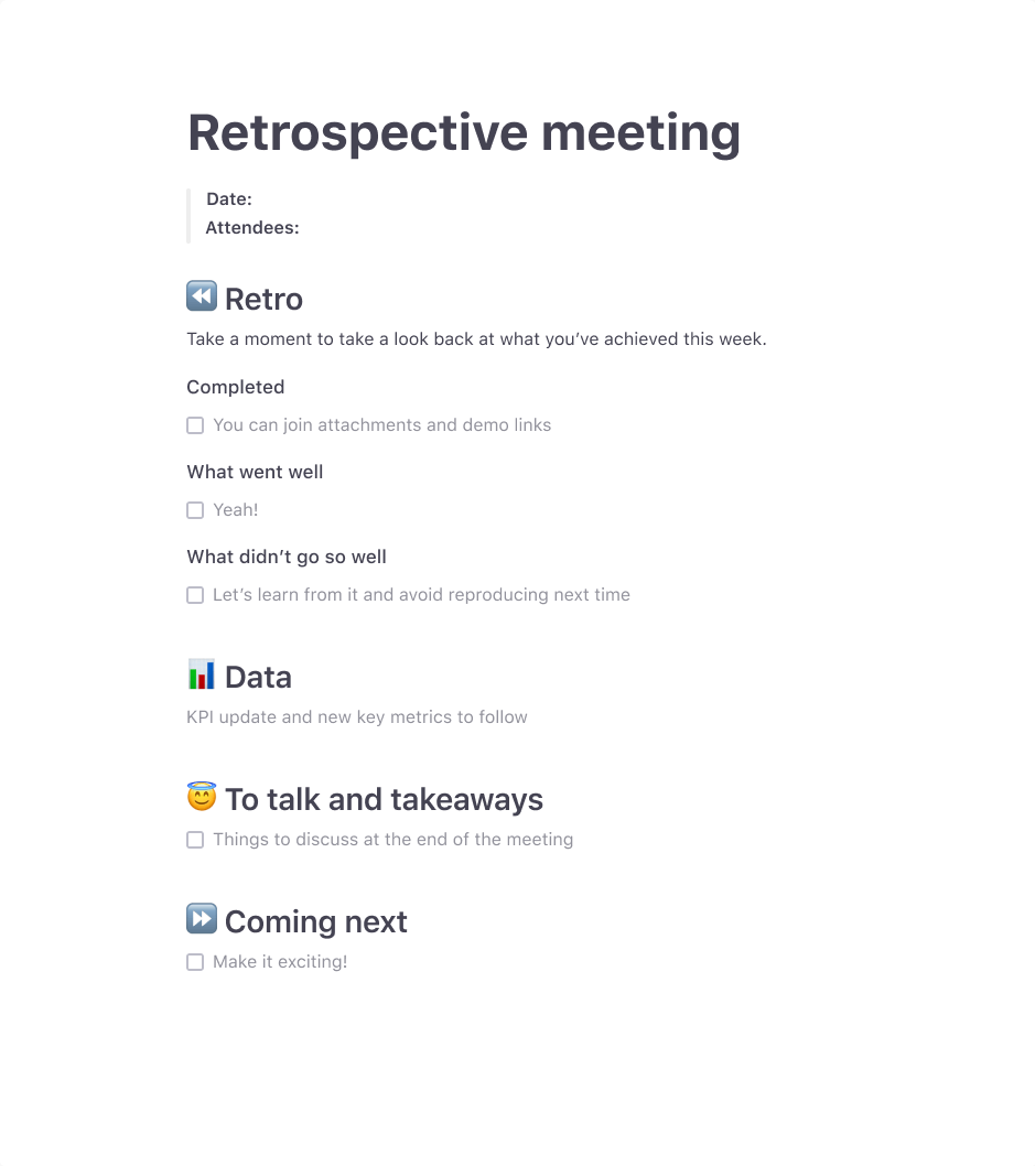 Free and collaborative retrospective meeting template