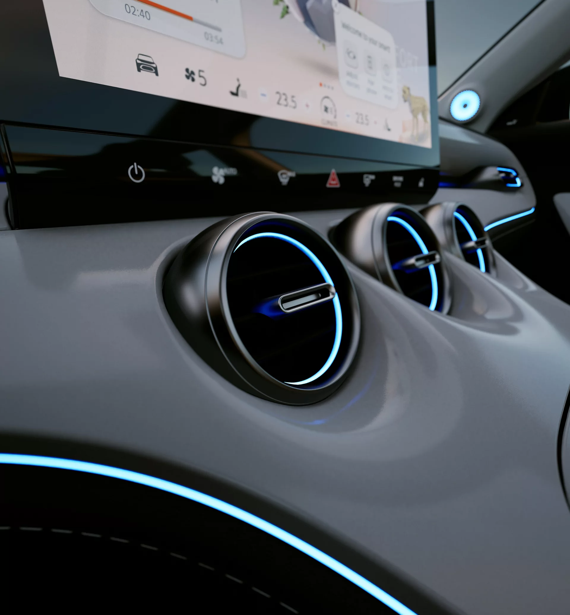 smart # að innan, miðstöð og skjár