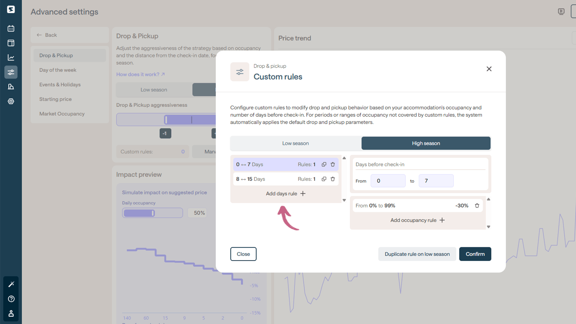 Custom rules - Drop & Pickup -Smartpricing