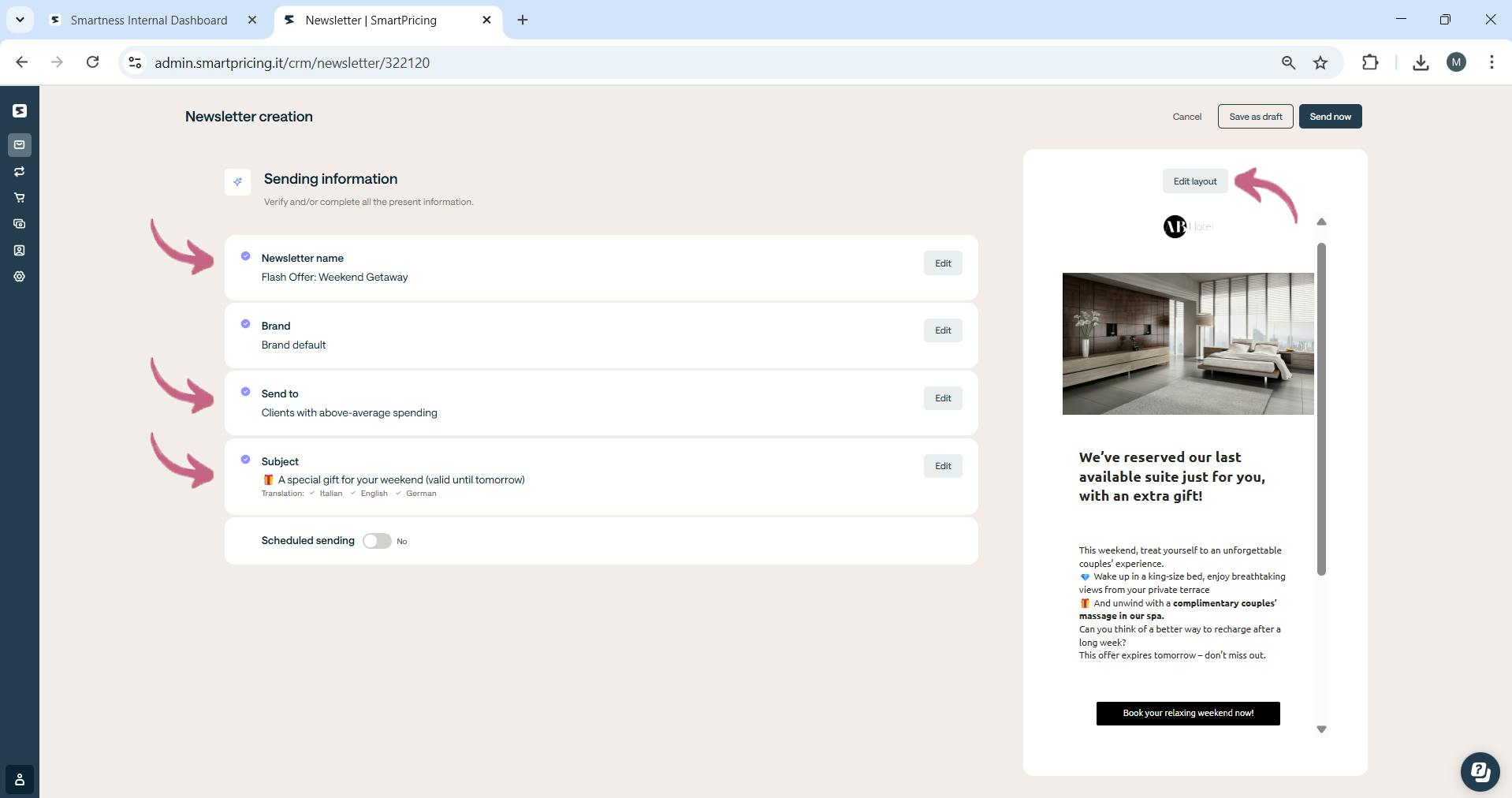 Newsletter creation in Smartconnect