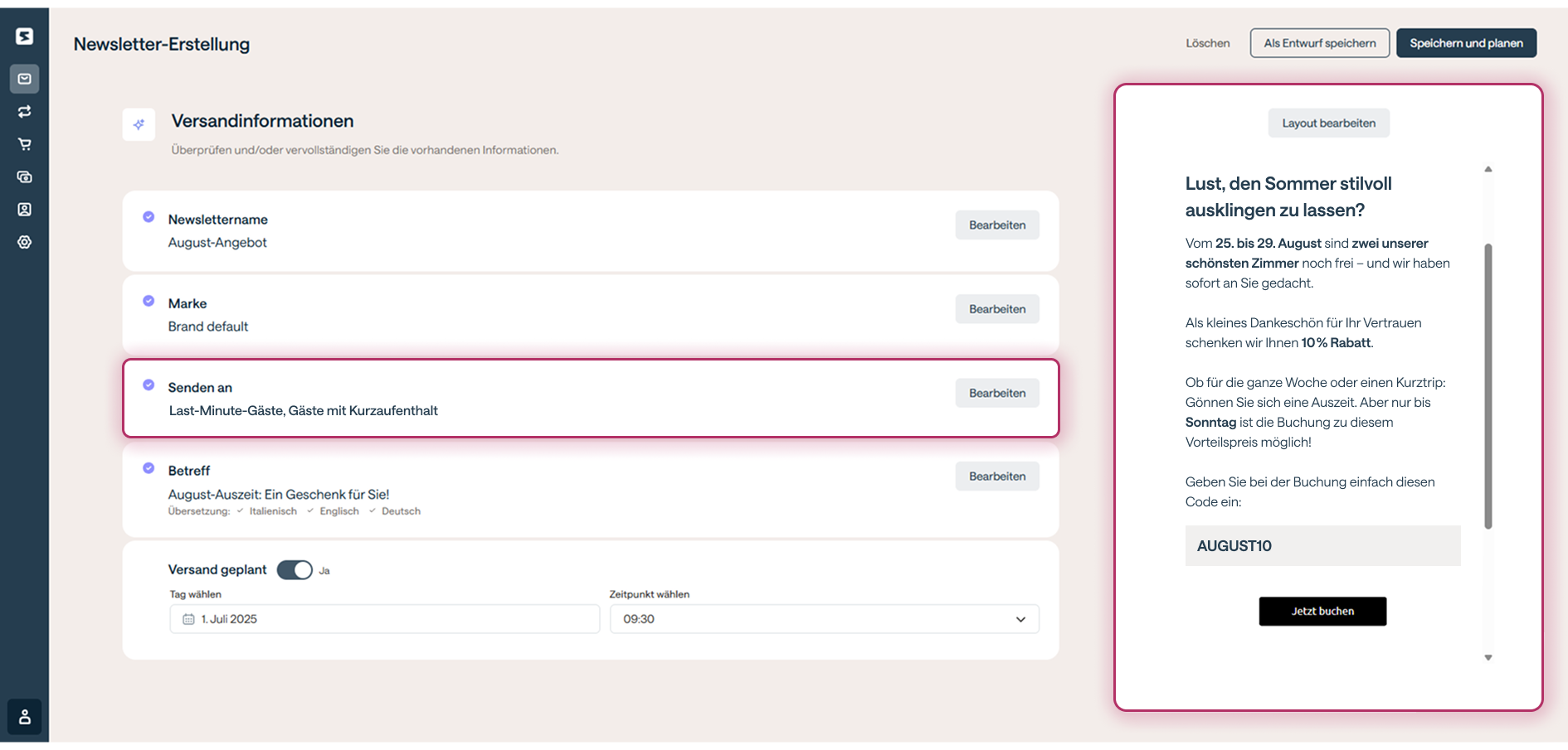 Smartconnect - Newsletter mit August-Angebot