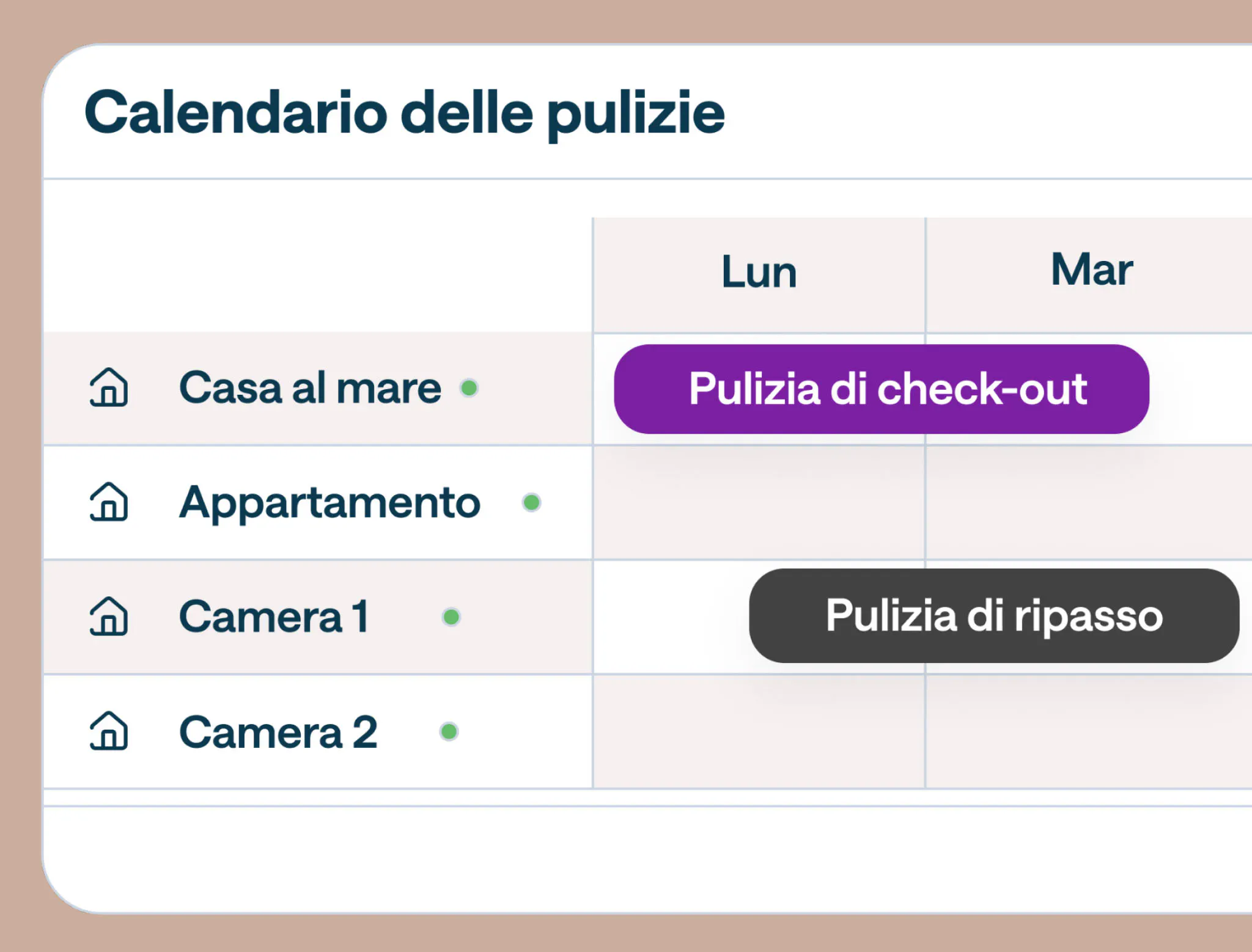  Calendario delle pulizie