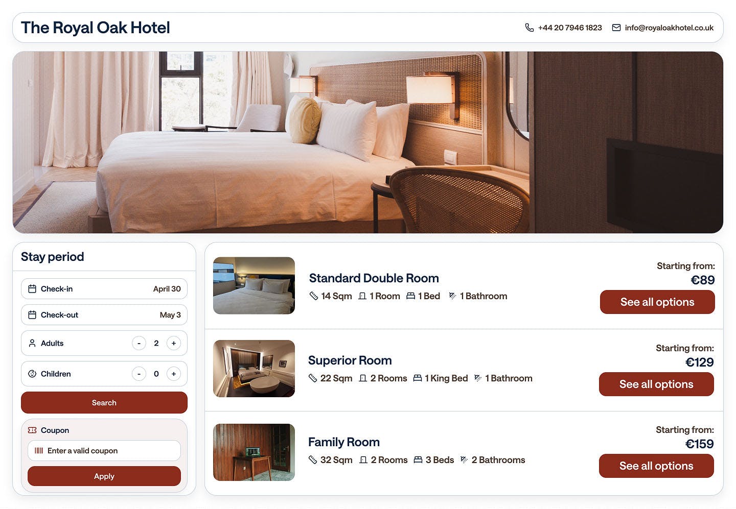 Booking engine - hero