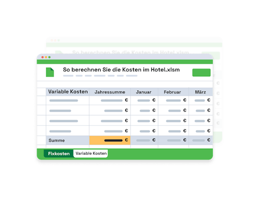 Excel-Tabelle Hotel Kosten - Smartpricing