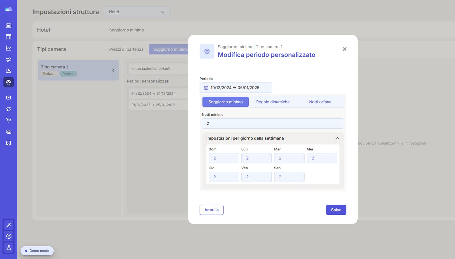 Gestione statica del soggiorno minimo con il software di prezzi dinamici e Revenue management Smartpricing