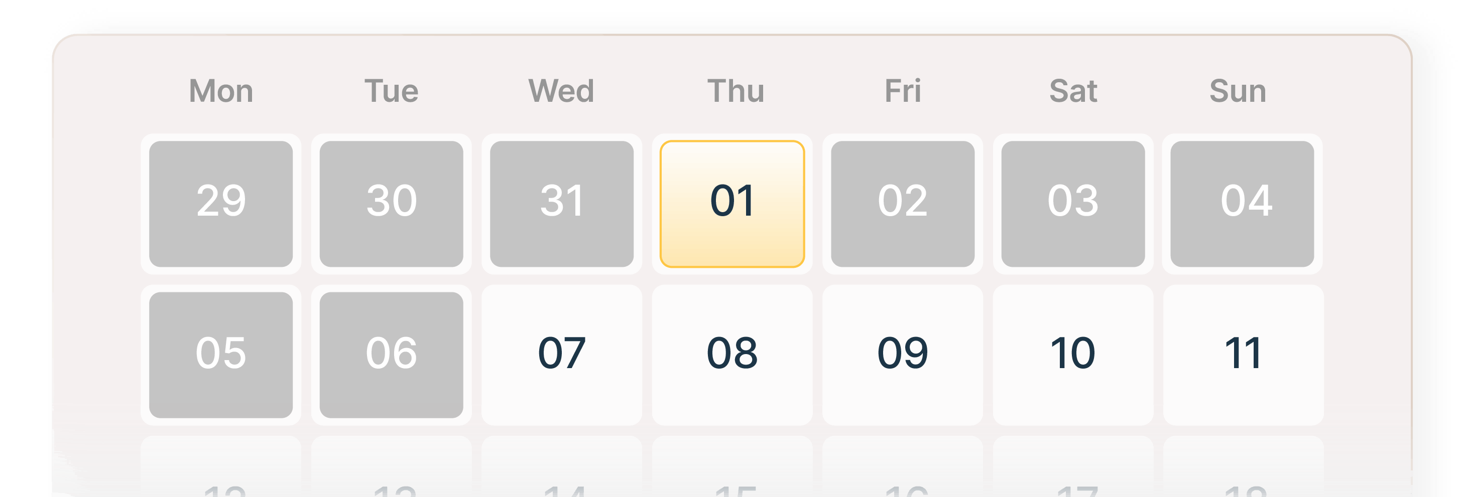 Example of availability gap in a hotel's booking calendar