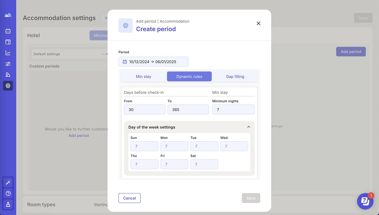 Dynamic management of minimum stay with dynamic pricing and revenue management software Smartpricing