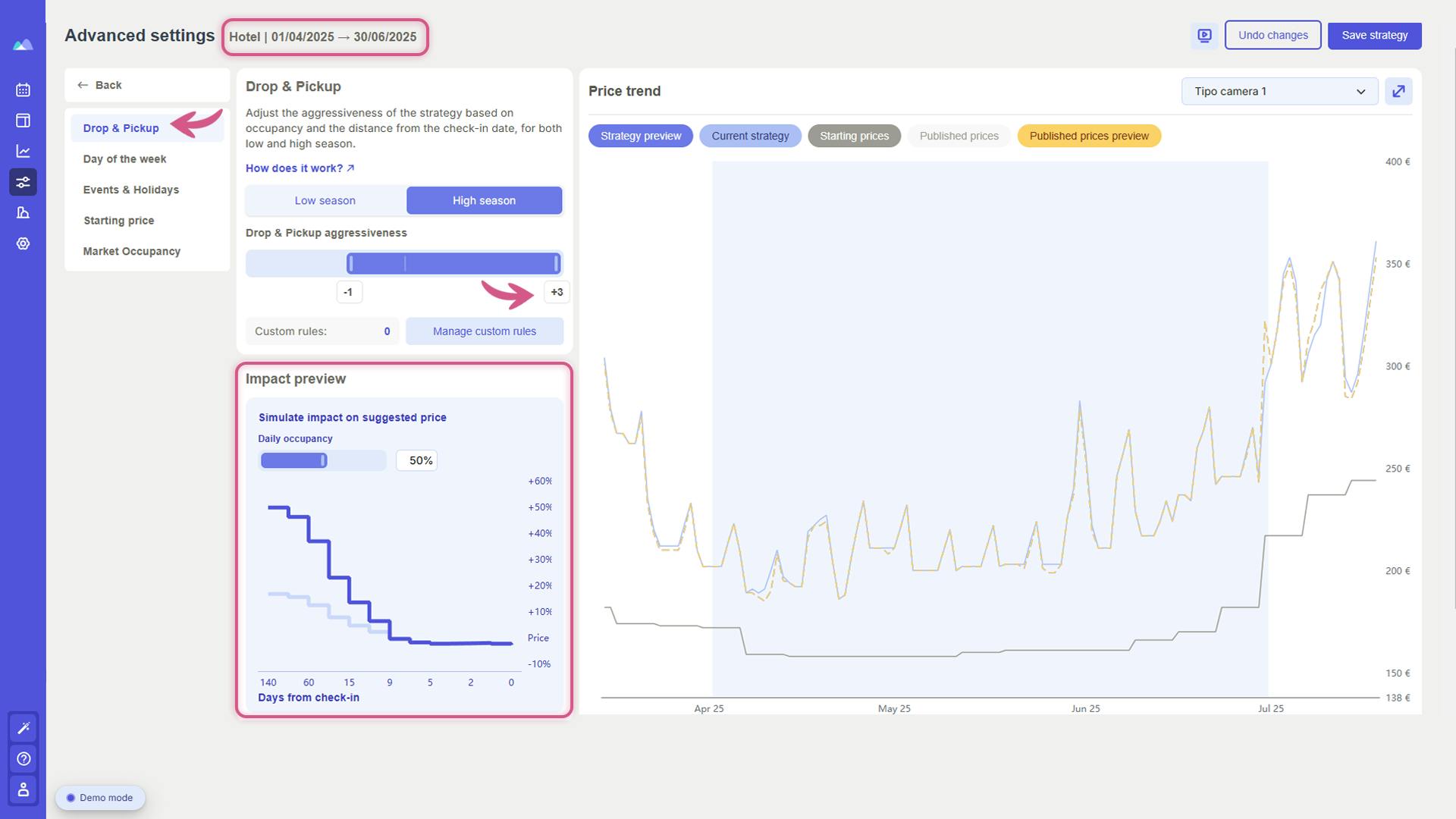 How to adjust a property’s pricing strategy based on Drop and Pickup with Smartpricing