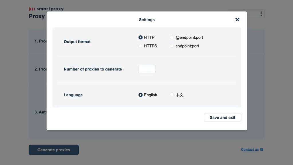 Smartproxy generator settings