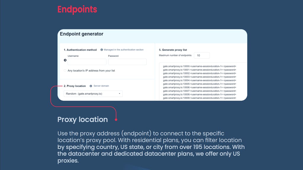 Smartproxy's endpoints. 
