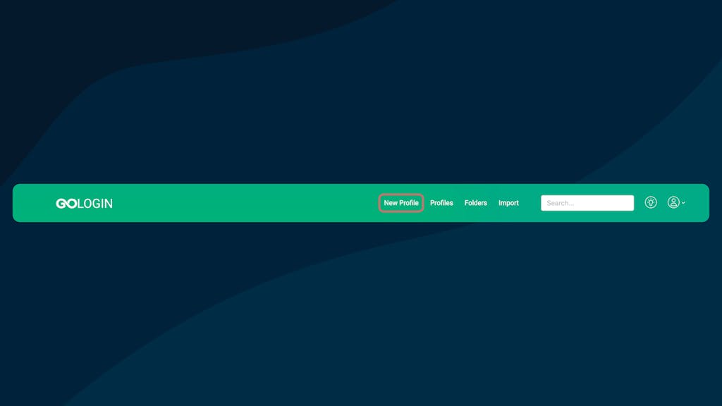 New Profile from the top panel