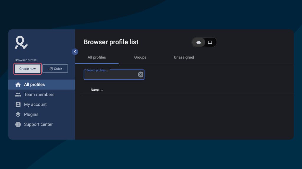 New browser profile - Multilogin