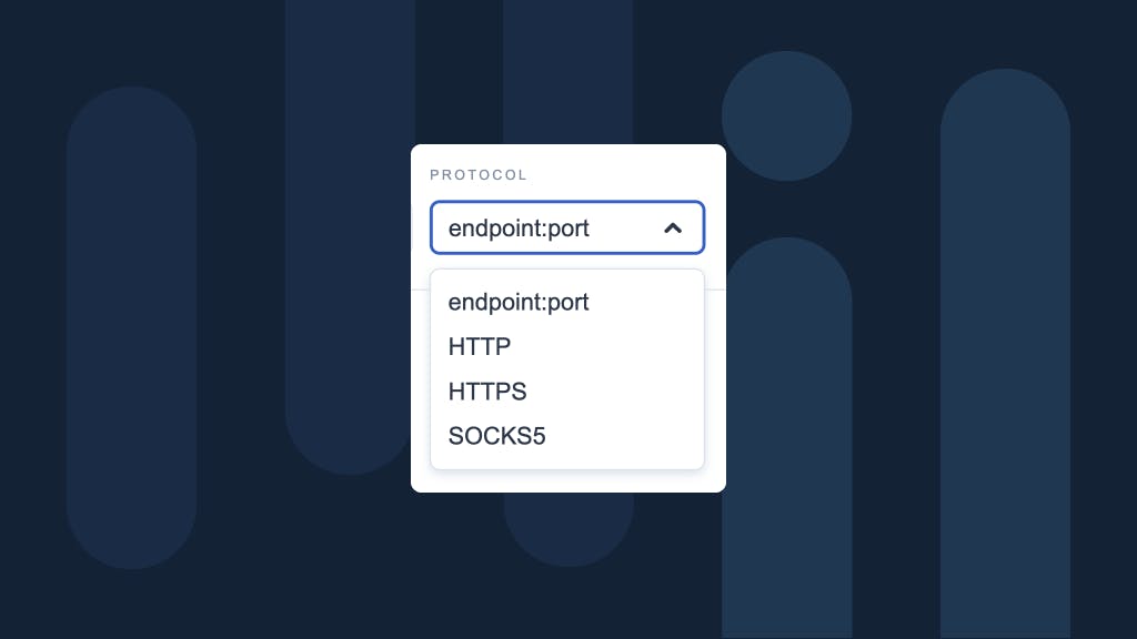 Protocol menu in the Endpoint generator