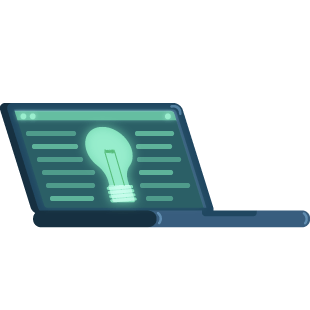 Laptop with a bulb